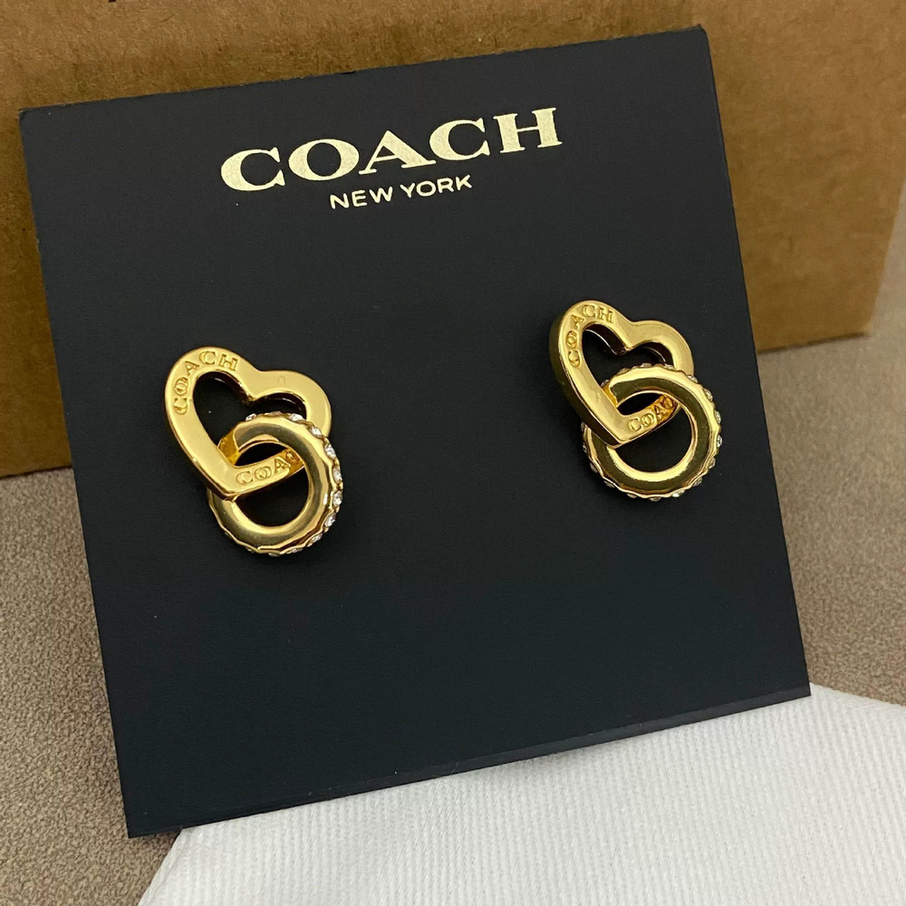 Coach Geometric Heart Rhinestone Earrings